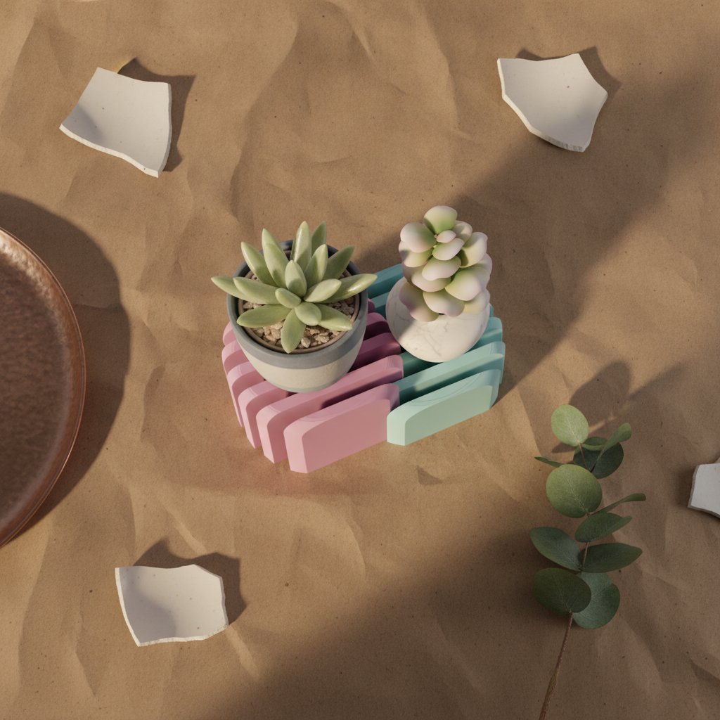 Minimalist Interlocking Plant Pot Risers - render lifestyle 5