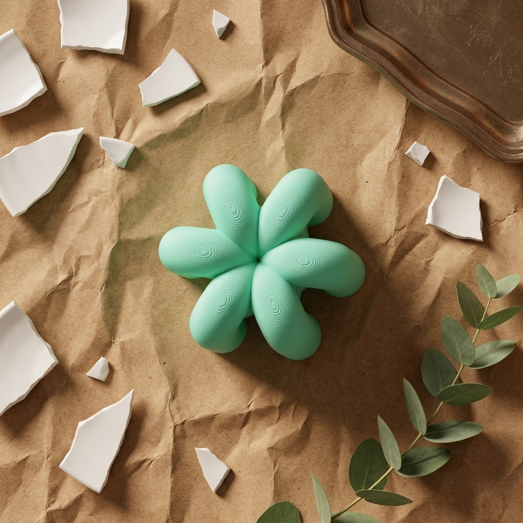 Wibble Cabinet Handle — mint green front-on flat view on cabinet corner