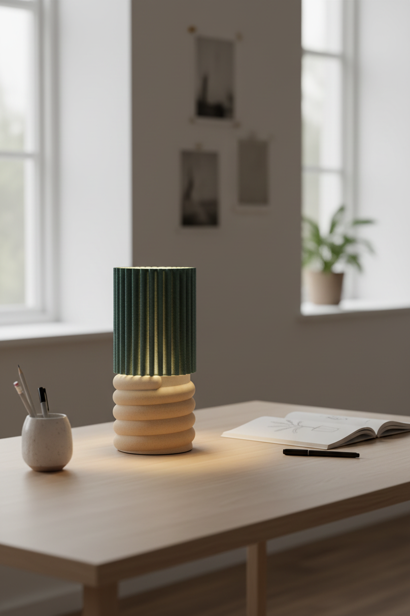Ribbed Cylindrical Desk Lamp