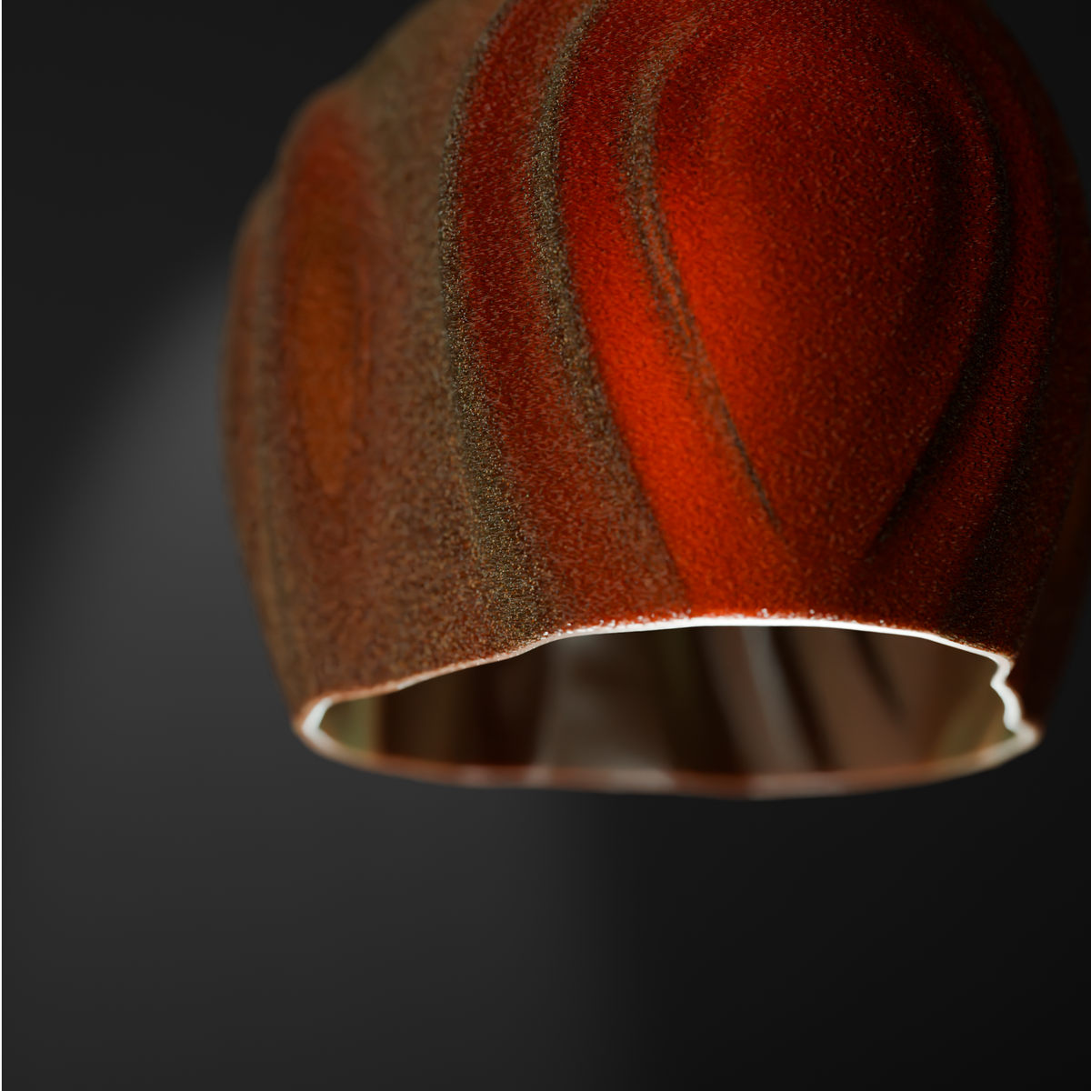 Tri Tear pendant lamp shade render side profile view showing teardrop channel depth