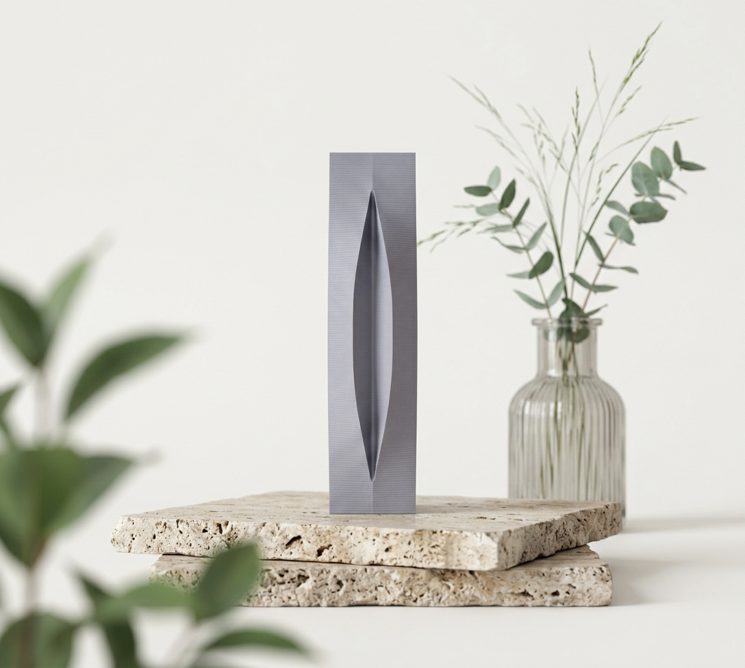 Sleek Modern Aperture Vase white grey brown trio on blush pink sideboard Scandinavian room