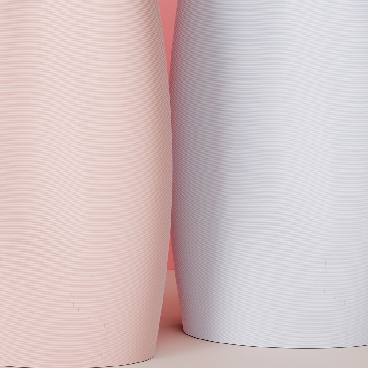 Modern Minimalist Vase pink render close three quarter view smooth surface and dipped opening white background