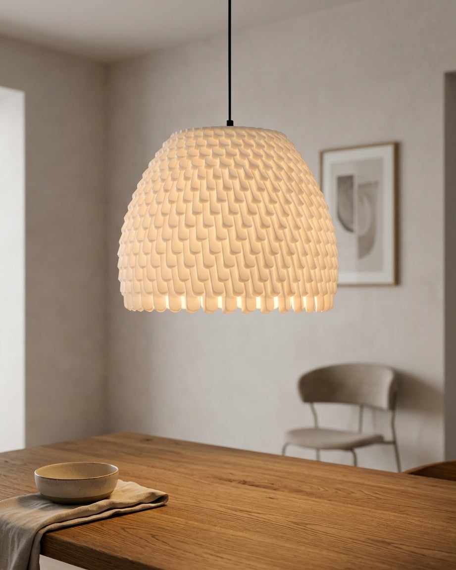 Elegant Staggered E27 Pendant Lampshade render square ripples 01
