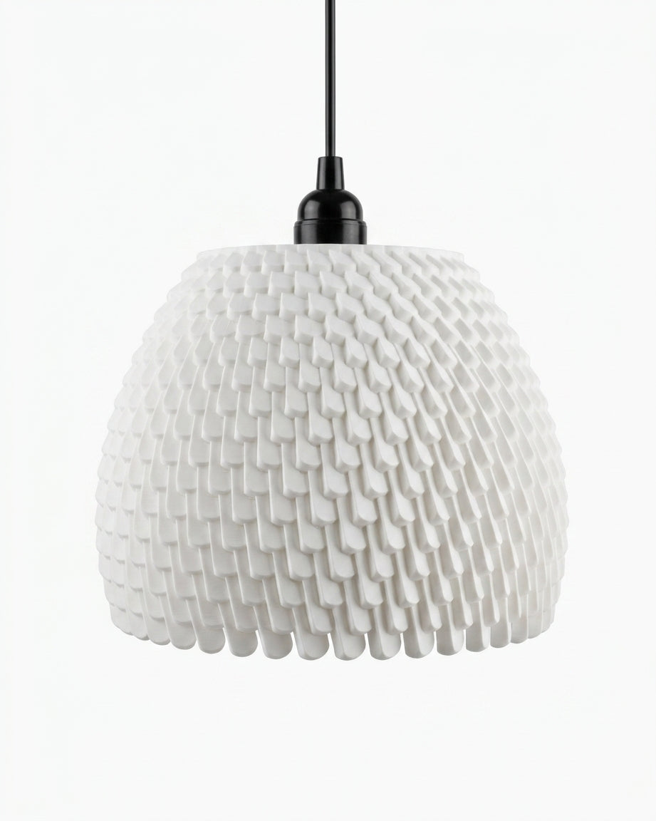 Elegant Staggered E27 Pendant Lampshade render square ripples 02