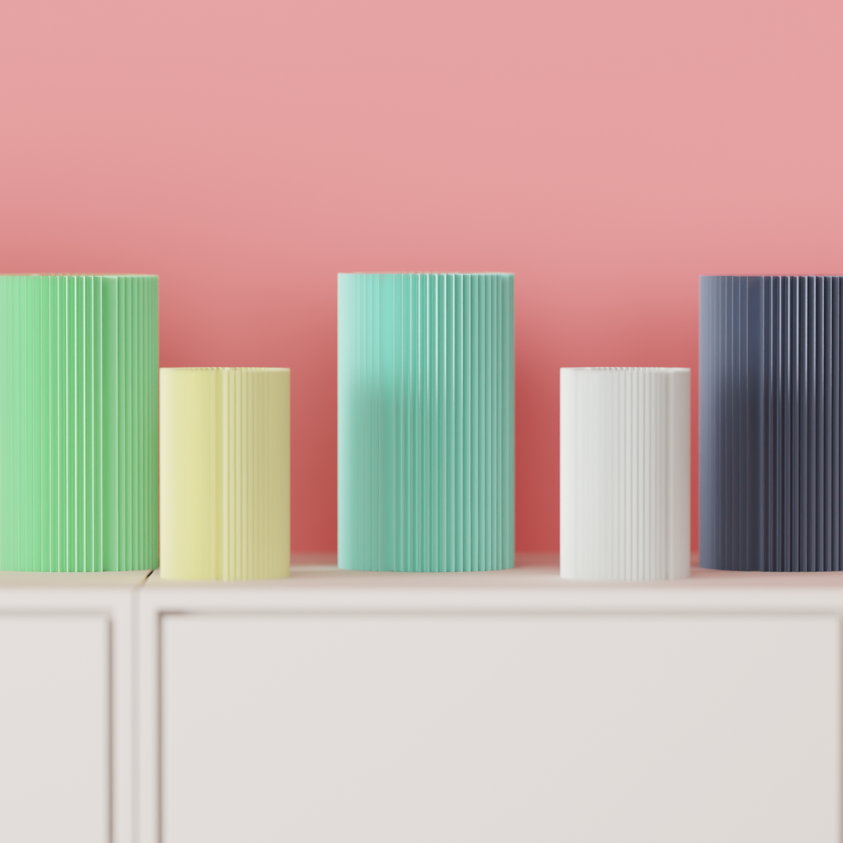 Modern Ribbed Cylinder Vase render angle 2