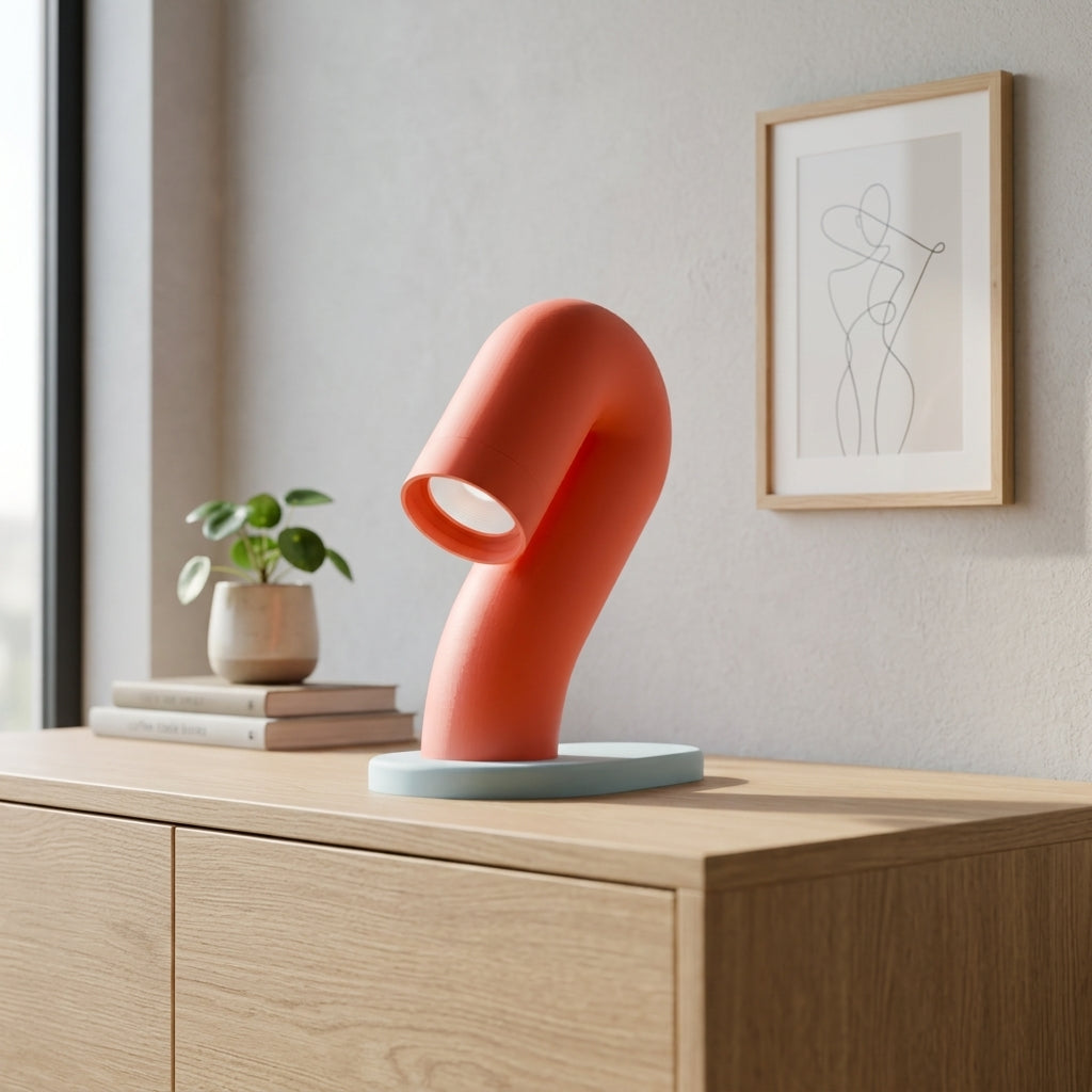 Wibble Desk Lamp with pastel geometric shapes