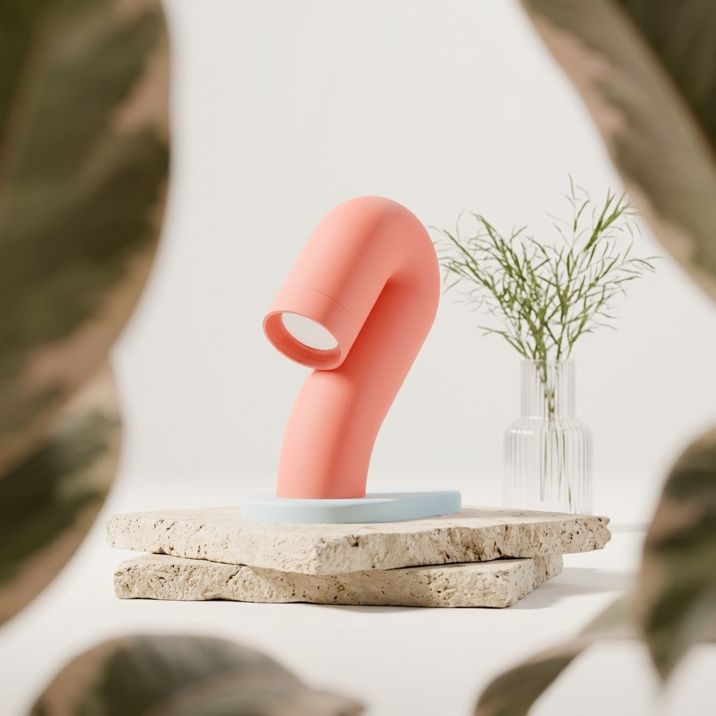 Wibble Desk Lamp on driftwood with pampas grass