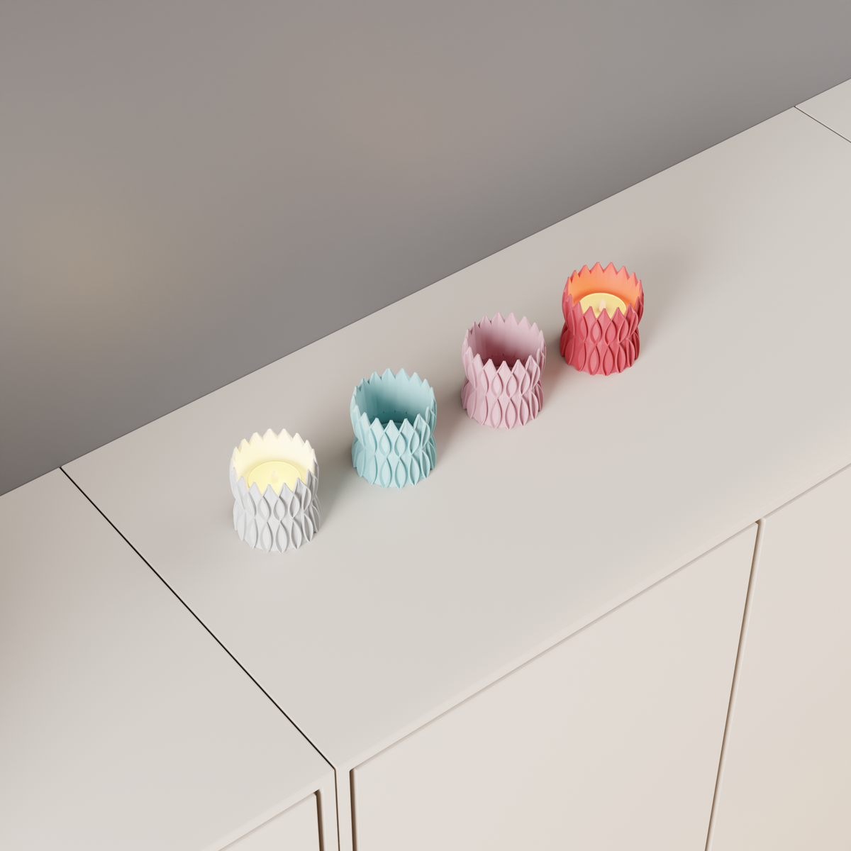 Krona Tealight Holder tealights product shot angle three