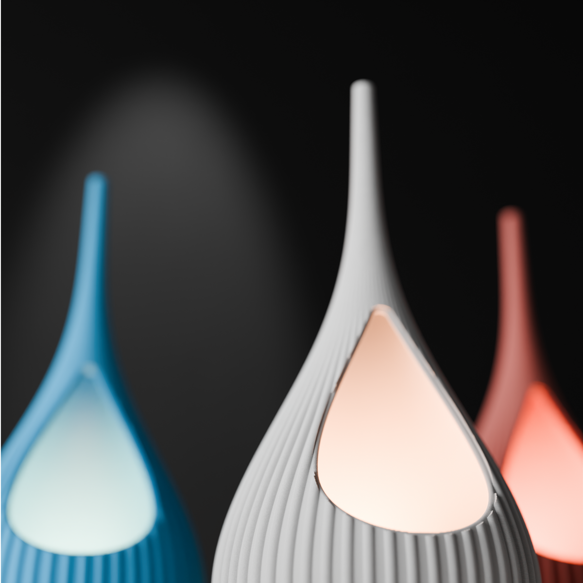 Teardrop Ribbed Modern Lamp render view 3