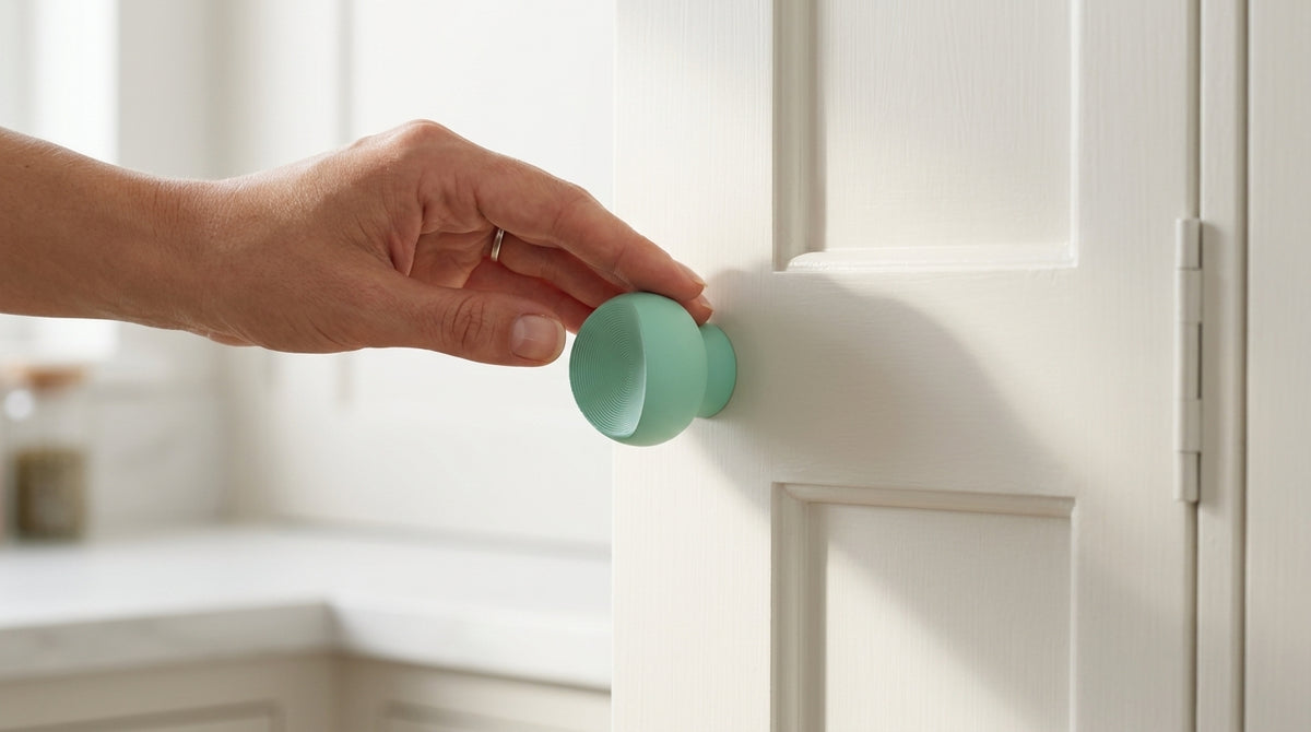 Modern Minimalist Cabinet Knob Handle - hand grip close up