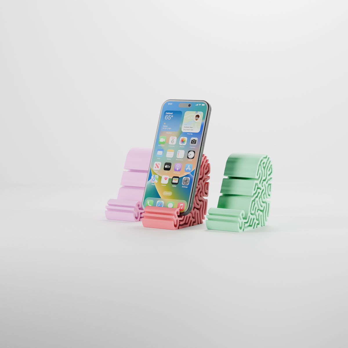 Modern Coral Differential Growth Phone Stand