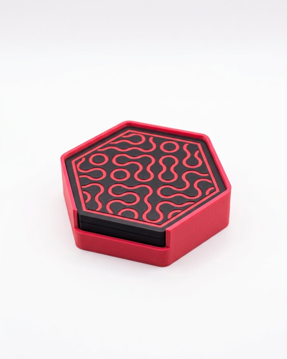 Truchet patterned hexagonal holder front view