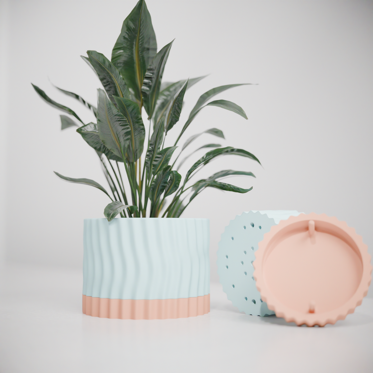 Wavy Two-Part Planter