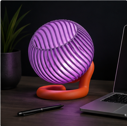 Wibble Sphere E27 Lamp – Ribbed Modern Table Lamp