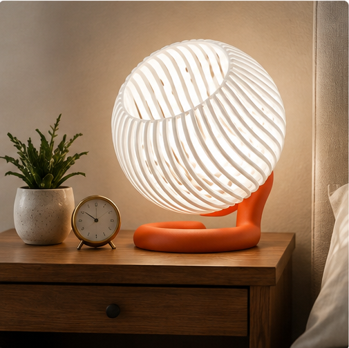 Wibble Sphere E27 Lamp – Ribbed Modern Table Lamp