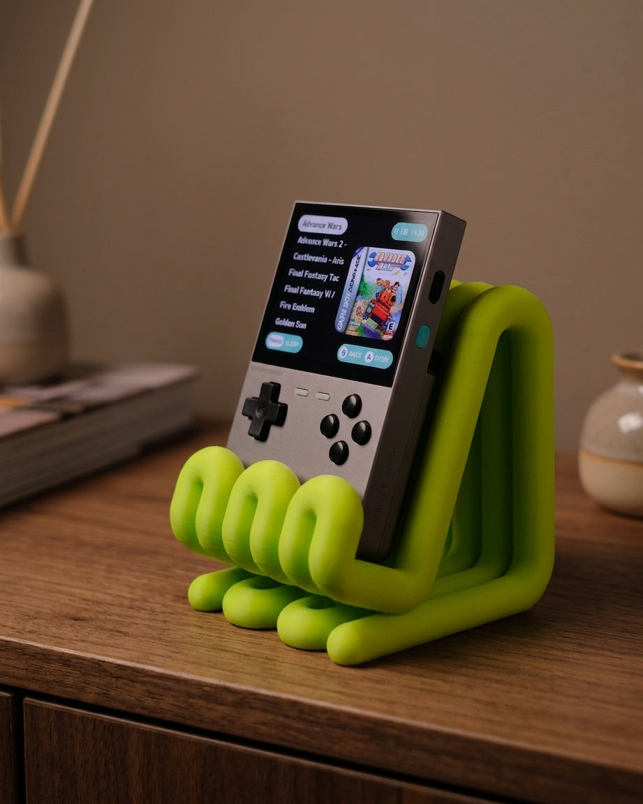 Unique Wibble Stand neon green render angle view