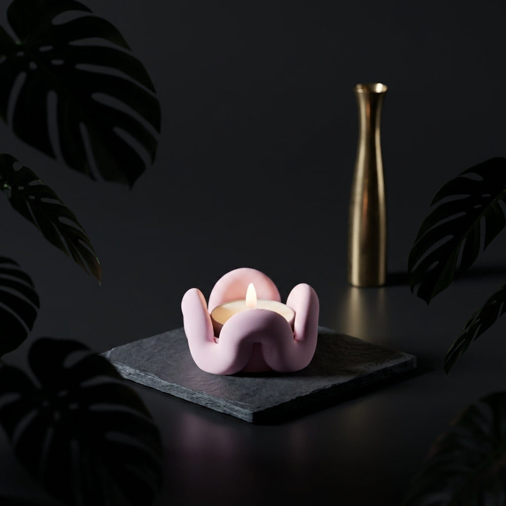 Wibble Tealight Holder - render lifestyle hero shot pastel