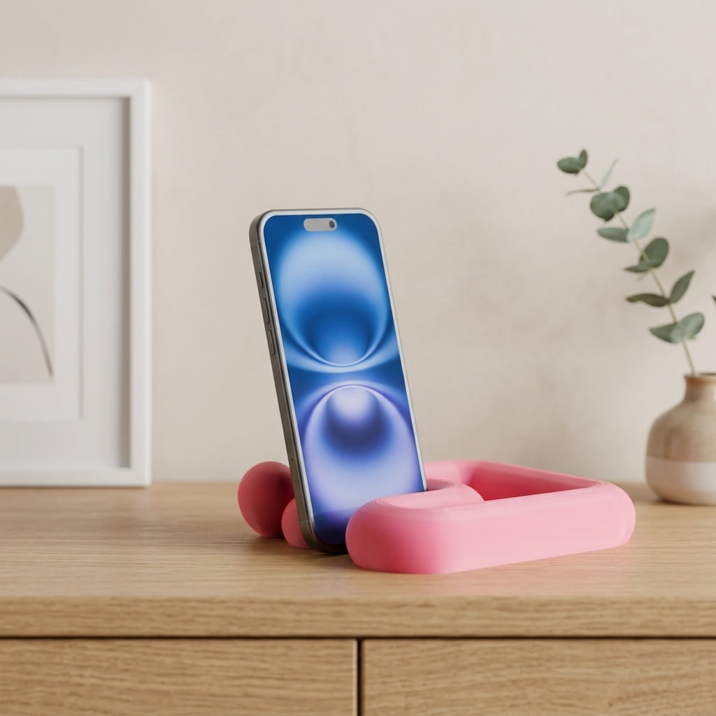Chunky Wibble Desktop Phone Stand and Tray - render lifestyle 1
