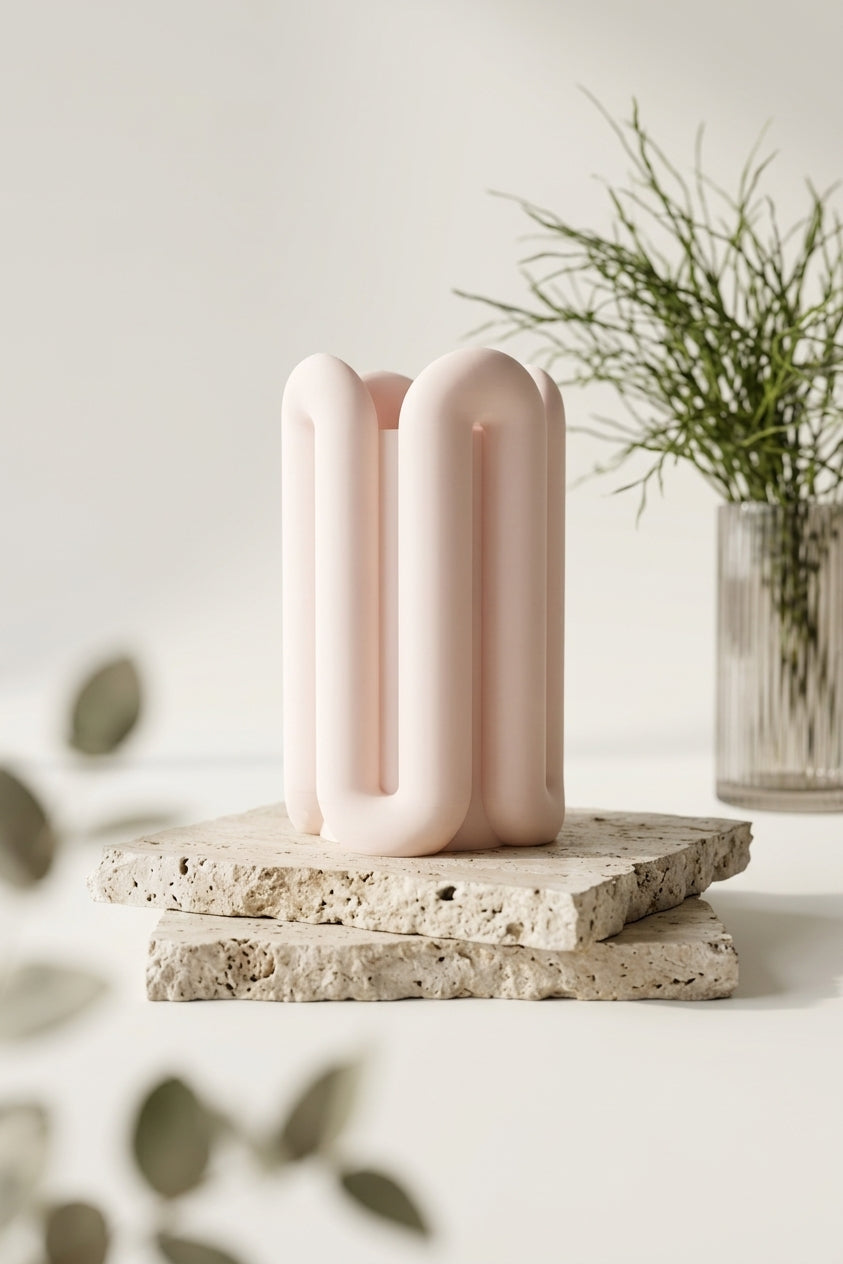 Eleva Wibble Aesthetic Vase render three quarter view showing tube channel depth