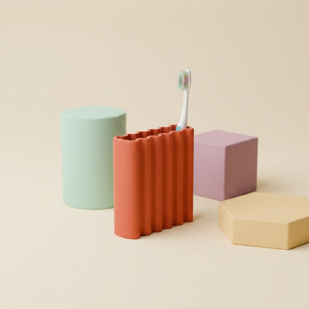 Wibble Toothbrush Holder terracotta warm window light shadows