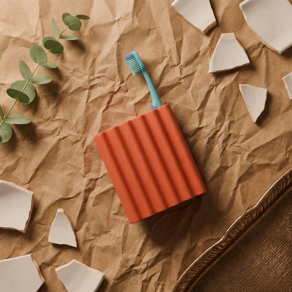 Wibble Toothbrush Holder terracotta lifestyle 7