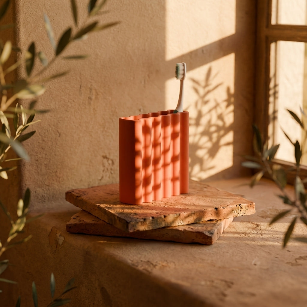 Wibble Toothbrush Holder terracotta lifestyle 9