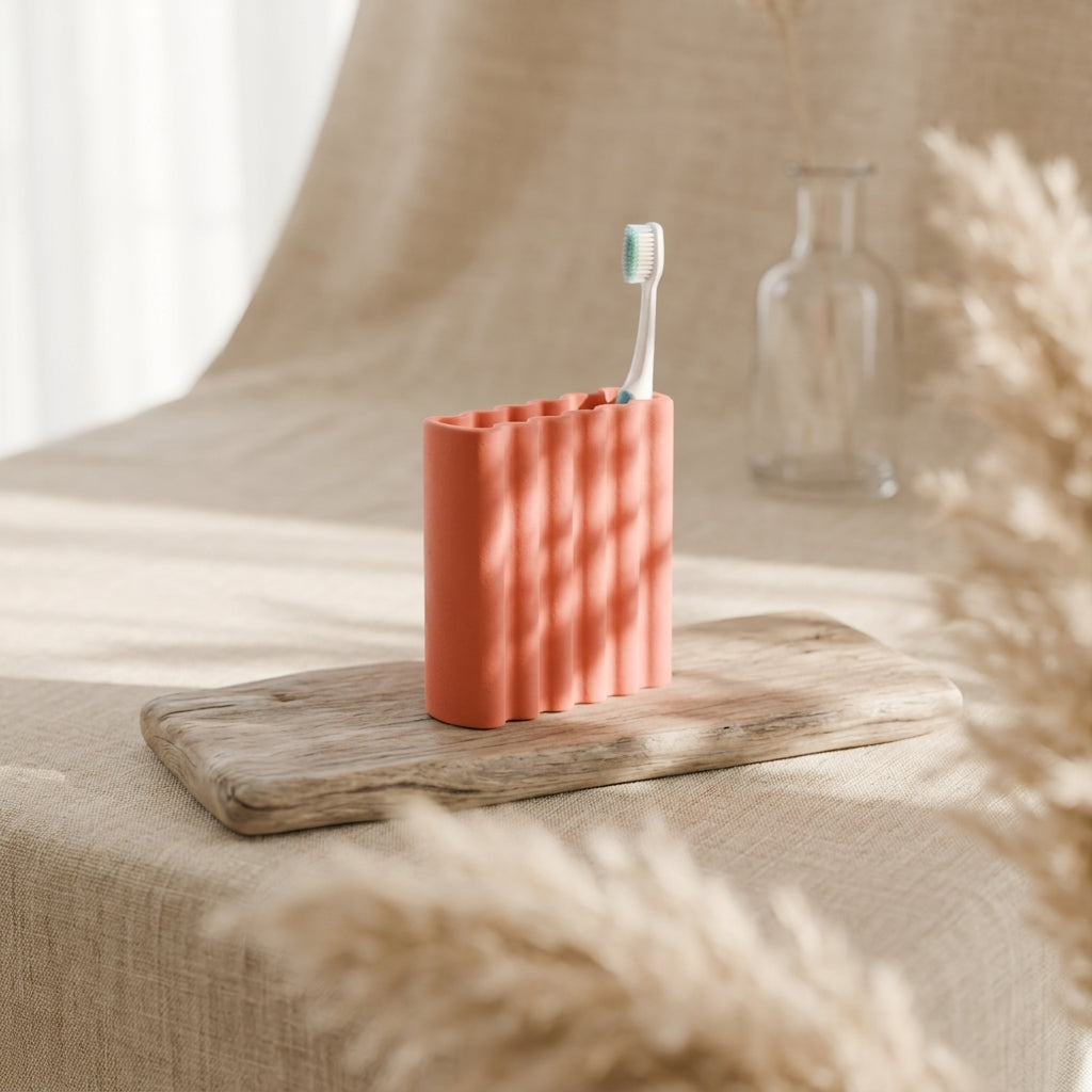 Wibble Toothbrush Holder terracotta lifestyle 10
